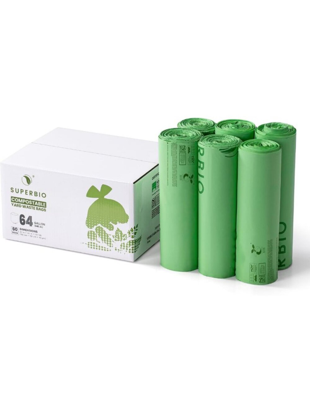 Compostable Yard Waste Bags - 64 Gallon Eco-Friendly Lawn & Garden Disposal